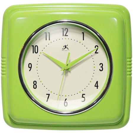 Infinity Instruments Square Retro Apple Green - 9" Square Retro Wall Clock 13228AG-4103